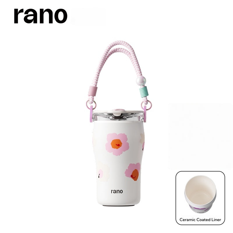 RANO Xuefei Ceramic-Coated 420ml Insulated Coffee Tumbler, 316 Stainless Steel, Leak-Proof