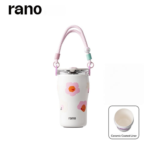 RANO Xuefei Ceramic-Coated 420ml Insulated Coffee Tumbler, 316 Stainless Steel, Leak-Proof