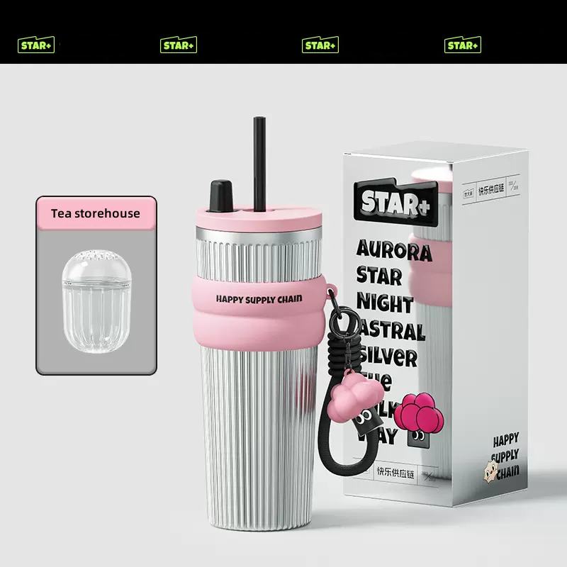 Star+ Dopamine Aurora Straw Cup Summer Cool Water Bottle 710ml