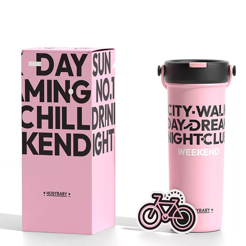 HOLLYBABY City-Walk-Day-Dream Water Straw Bottle Thermos 600ml