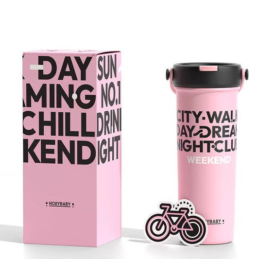 HOLLYBABY City-Walk-Day-Dream Water Straw Bottle Thermos 600ml
