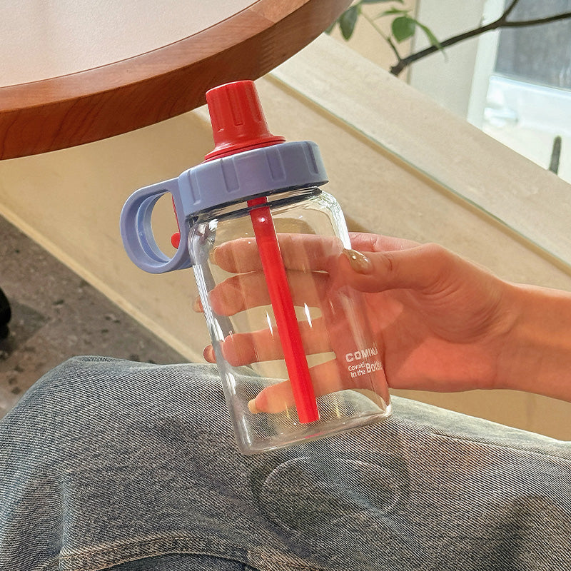 COMIKA INS Summer Tritan Water Bottle – 450ML Leak-Proof Straw Sippy Cup