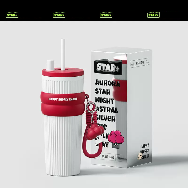 Star+ Dopamine Aurora Straw Cup Summer Cool Water Bottle 710ml