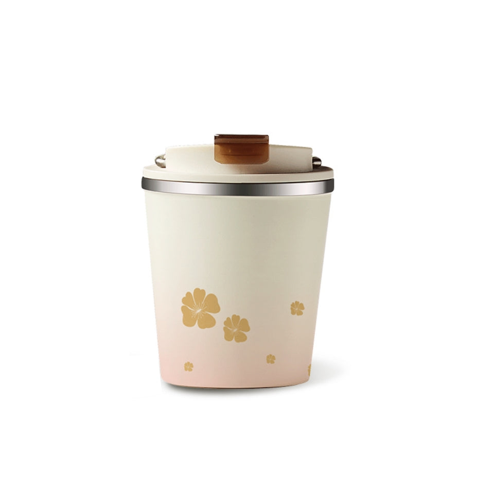 KISIKI Stylish Ceramic Layer Travel Coffee Cup with Lid - Leak-Proof, Double-Walled Insulation, and Modern Design