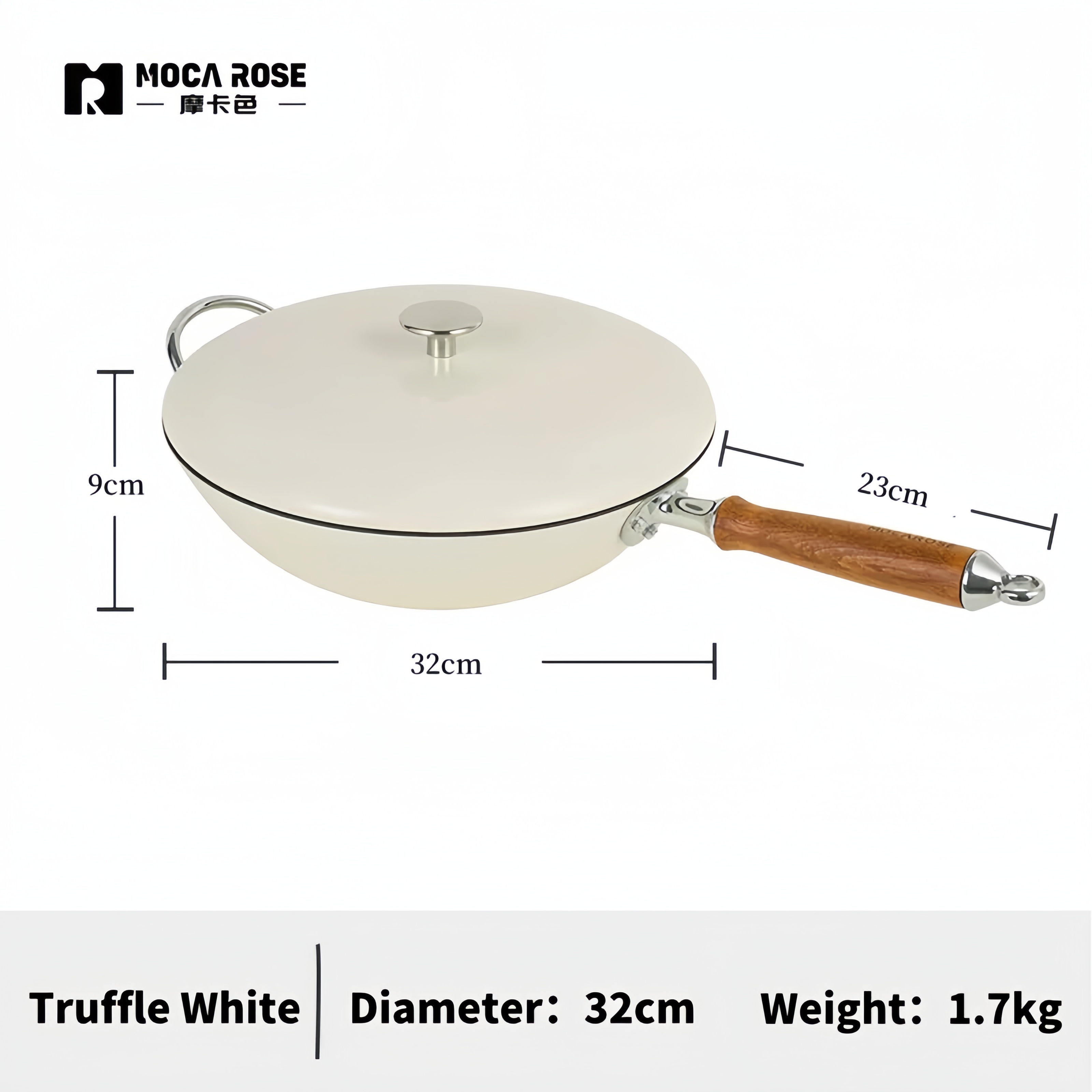 MOCAROSE Enamel Pot 32cm Iron Wok