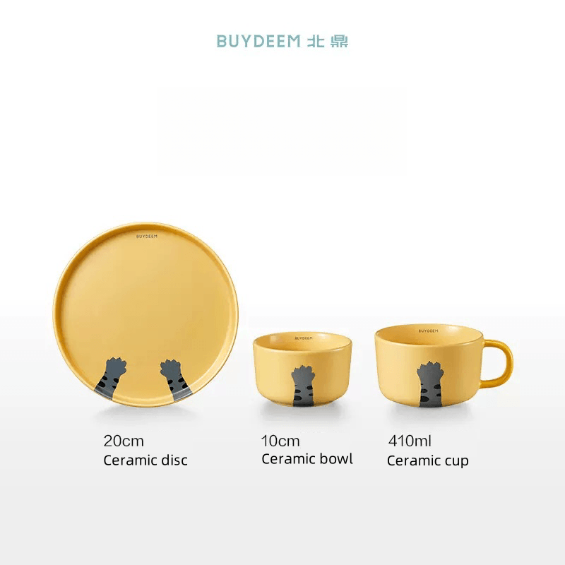 Buydeem cat claw ceramic dinnerware 3-piece set