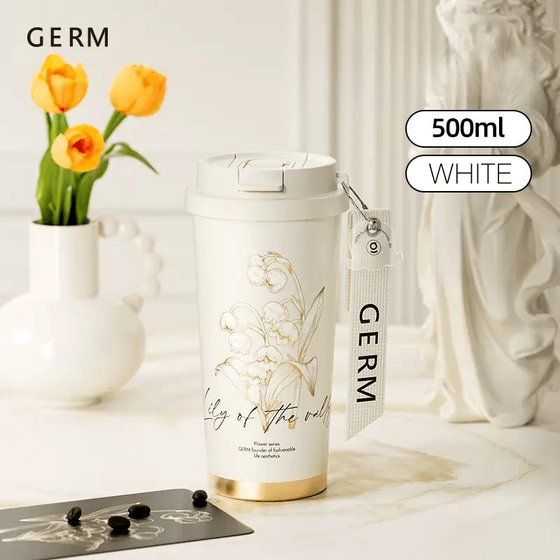 GERM Original Linglan Series Shining Coffee Cup Liner 316 Grade Stainless Steel Professional Small Drinking Mouth Snap-On Clamshell Sealed Diameter Direct Simple High Grade