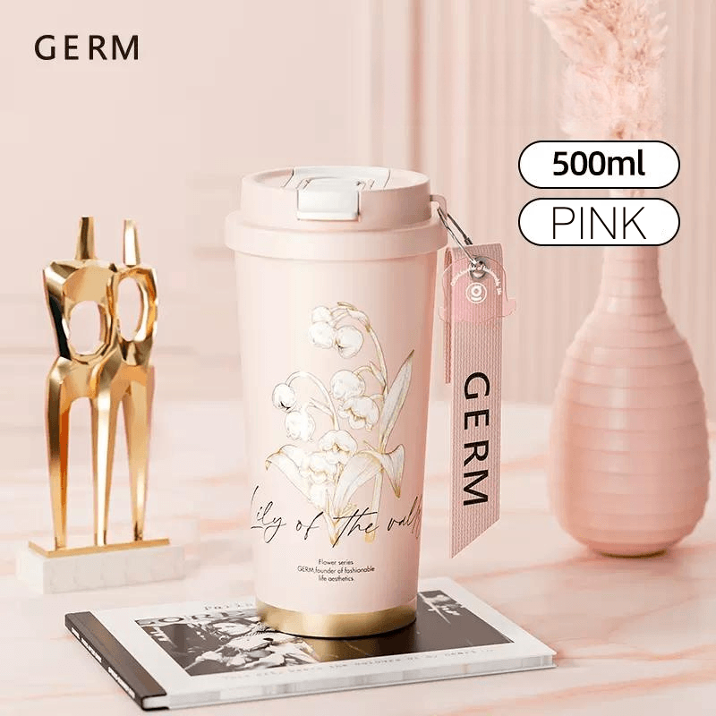 GERM Original Linglan Series Shining Coffee Cup Liner 316 Grade Stainless Steel Professional Small Drinking Mouth Snap-On Clamshell Sealed Diameter Direct Simple High Grade