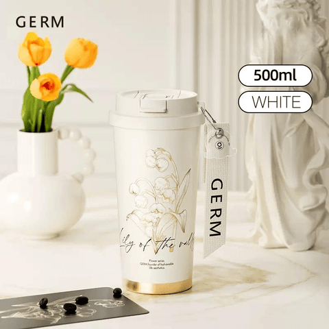 GERM Original Linglan Series Shining Coffee Cup Liner 316 Grade Stainless Steel Professional Small Drinking Mouth Snap-On Clamshell Sealed Diameter Direct Simple High Grade